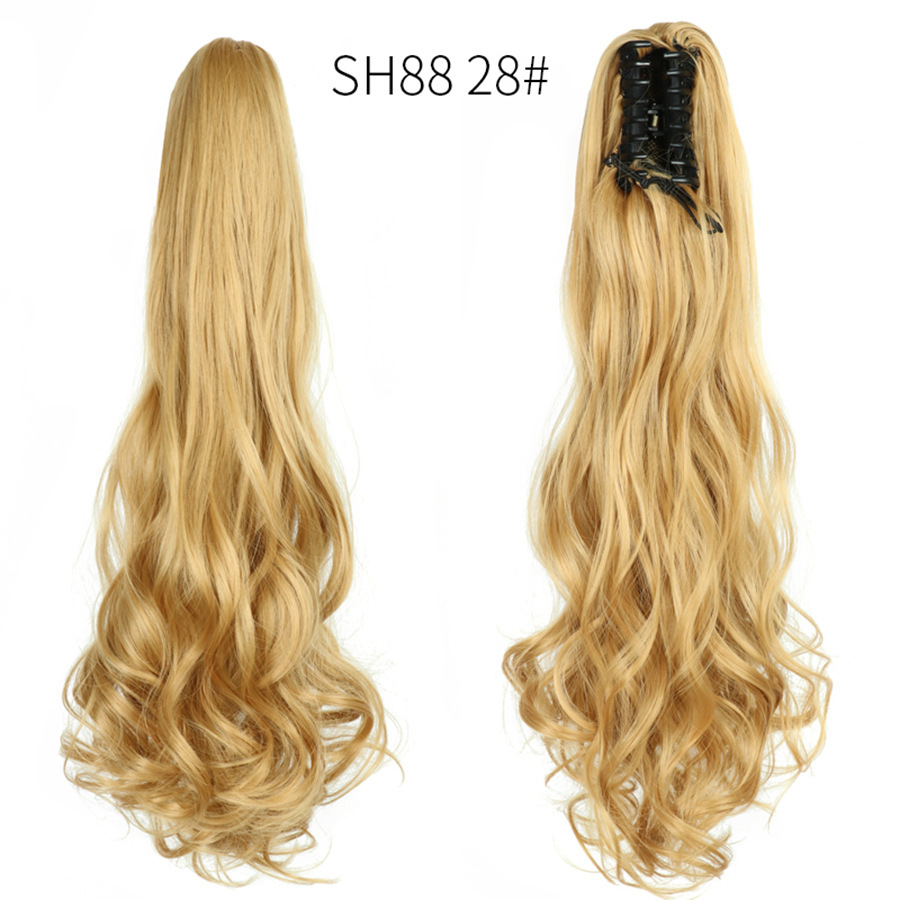 European and American style claw clip long curly hair, tiger mouth claw clip ponytail simulation wig, fluffy and natural ponytail pic 18
