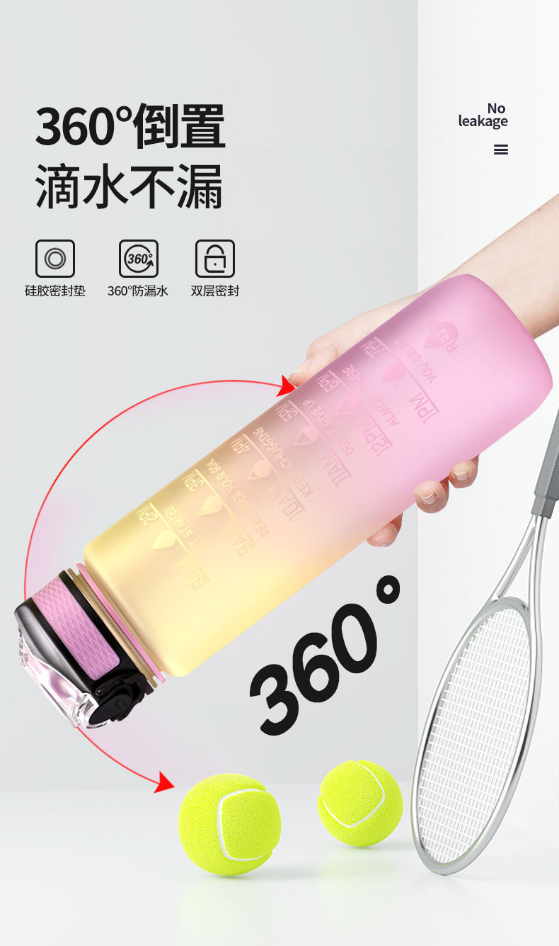 亚马逊塑料杯运动水杯大容量吸管杯便携渐变色太空杯户外健身水壶详情6