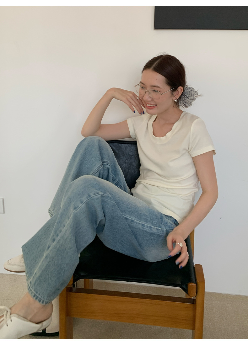 【11 Colors 】 Basic round-neck short-sleeved T-shirt for women 2025 Spring/Summer New simple and versatile solid color top T003 pic 29