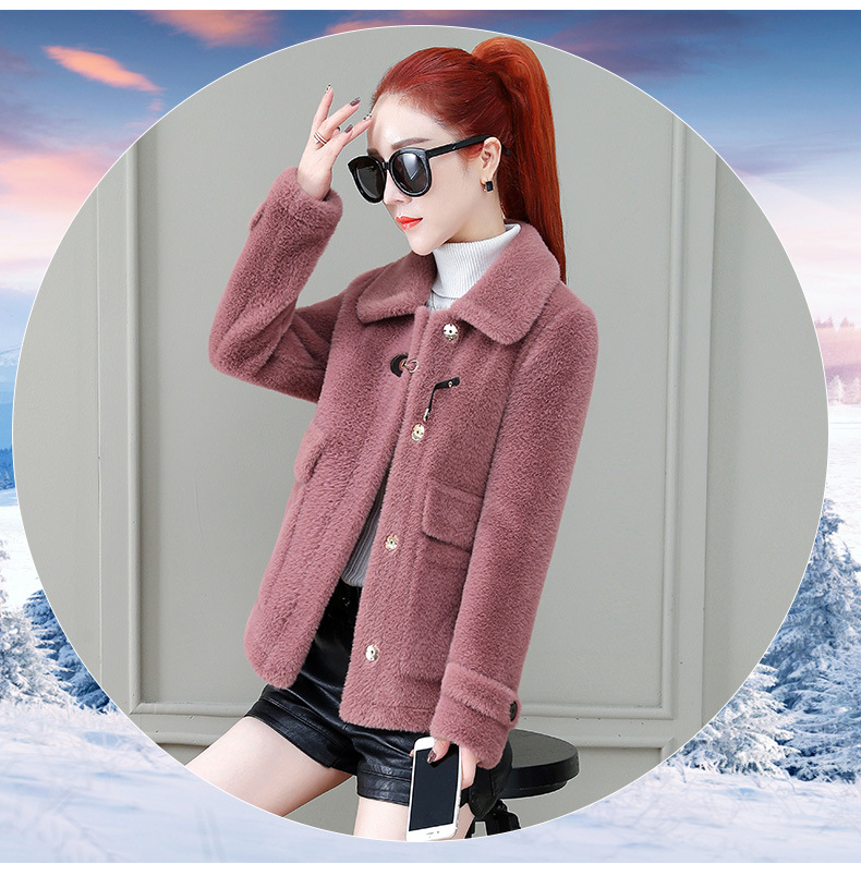 A short tweed coat for women, 2020 winter new style, fashionable and trendy for petite people, imitation mink woolen overcoat pic 20