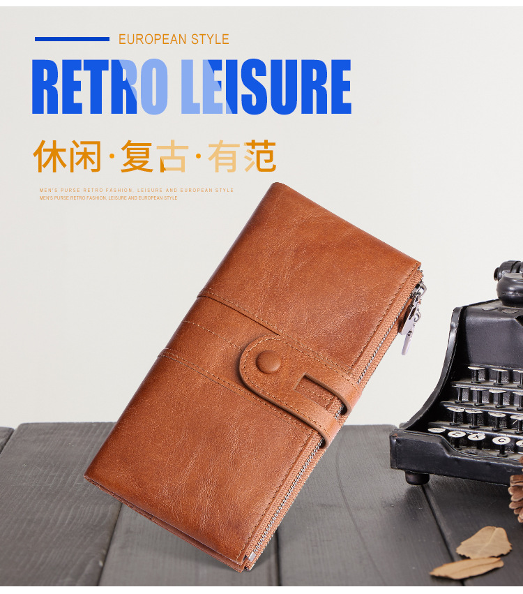 复古真皮女士钱包 韩版时尚手机包头层牛皮rfid长款钱包 purse详情19
