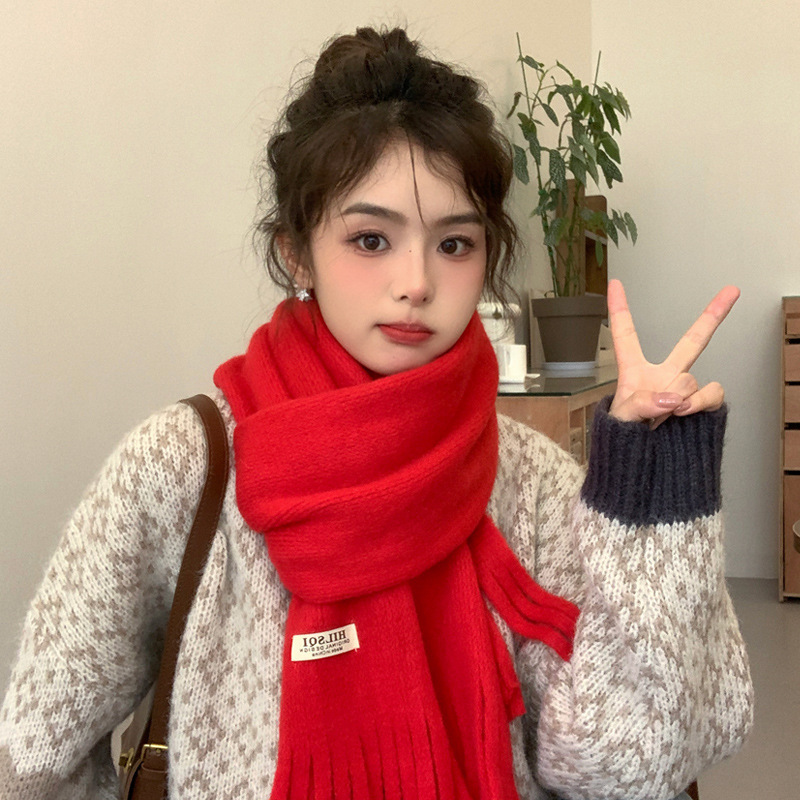 新款秋冬季围巾高级感仿羊绒百搭针织披肩韩版纯色保暖围巾情侣详情20