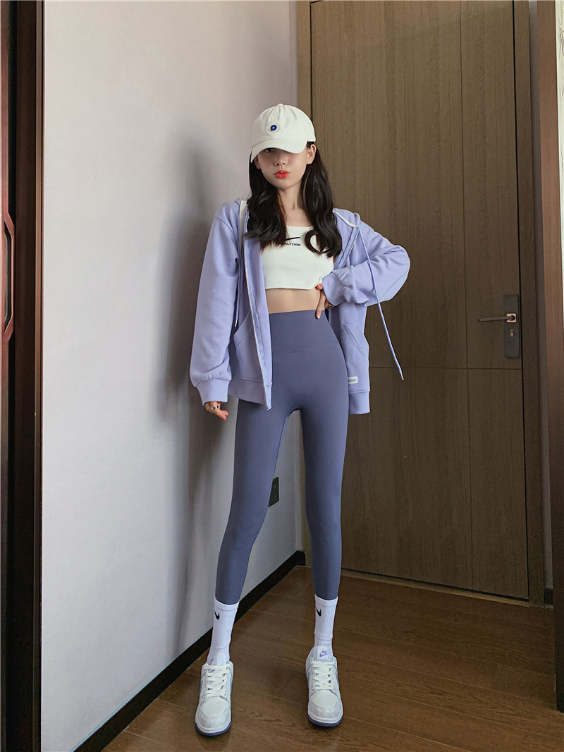 Nude shark pants for women, autumn Barbie pants, coffee-colored high-waisted, belt-cinching and hip-lifting yoga base tights pic 20