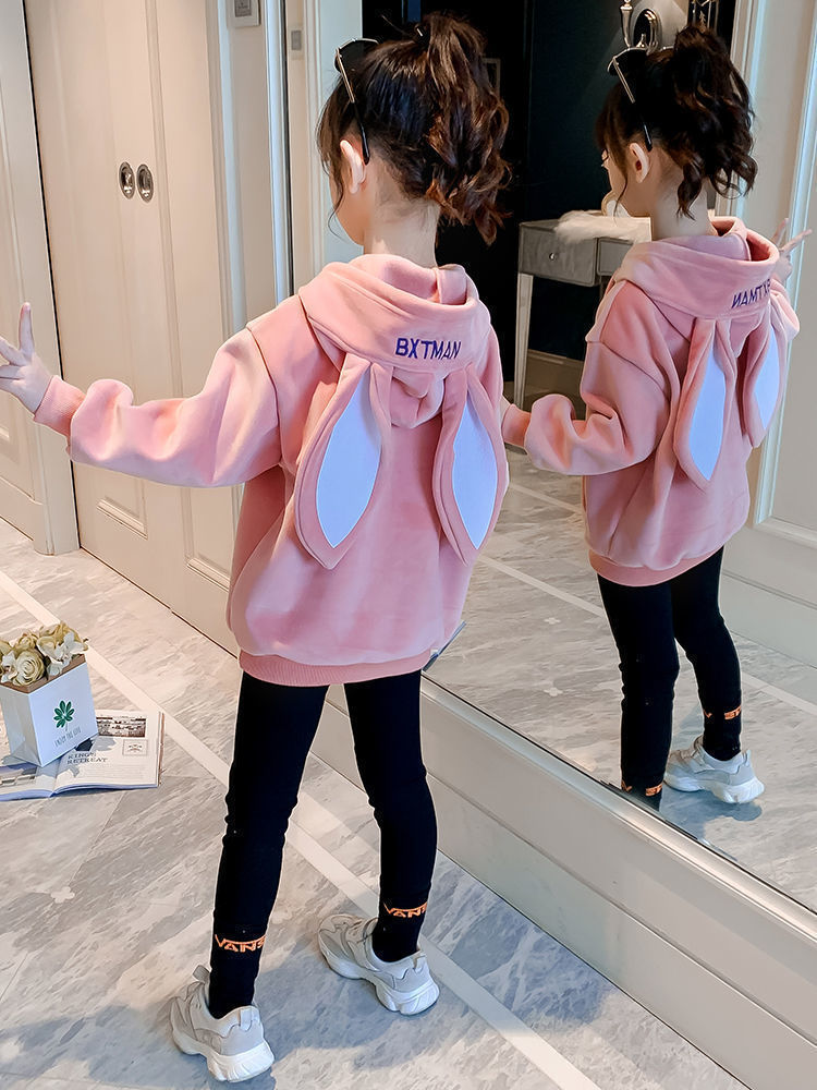 New plush and thickened hoodies for girls in autumn and winter. Stylish and warm tops for little girls and hoodies for big kids in winter pic 7