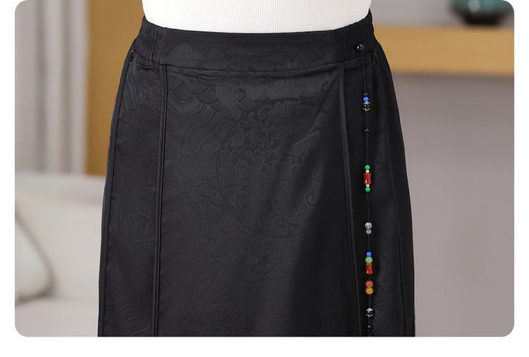 中老年中国风提花复古半身裙女士夏季2024新款中年妈妈半裙马面裙详情12