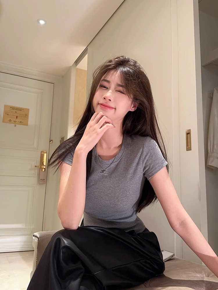 白色短袖打底衫内搭t恤女2024夏季新款显瘦修身辣妹短款正肩上衣详情32