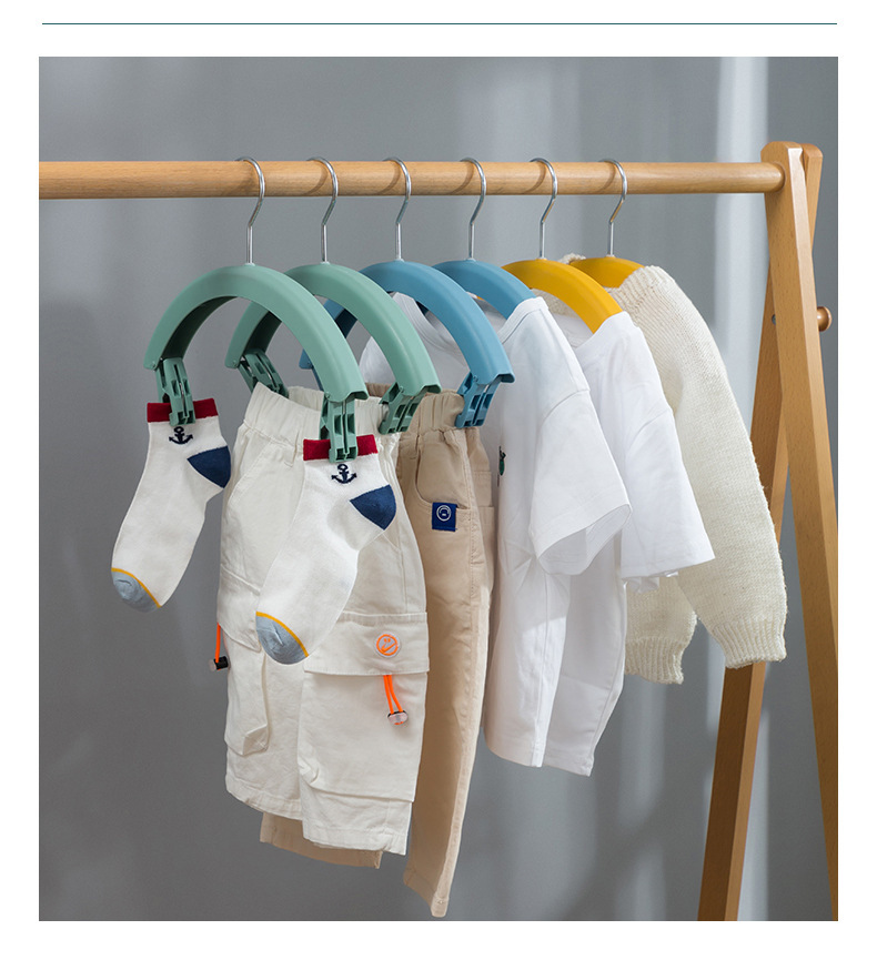 Rainbow rotating clothes drying rack, student dormitory bed sheet drying rack, seamless, anti-slip, wide-shoulder clothes hanging rack with trouser clips pic 17