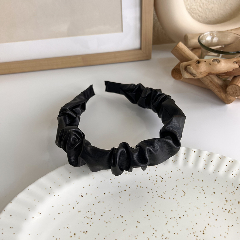 French elegant black hairband, sweet pearl braided hairpin, knitted height-increasing headband, wide-edge hairpin for women pic 31