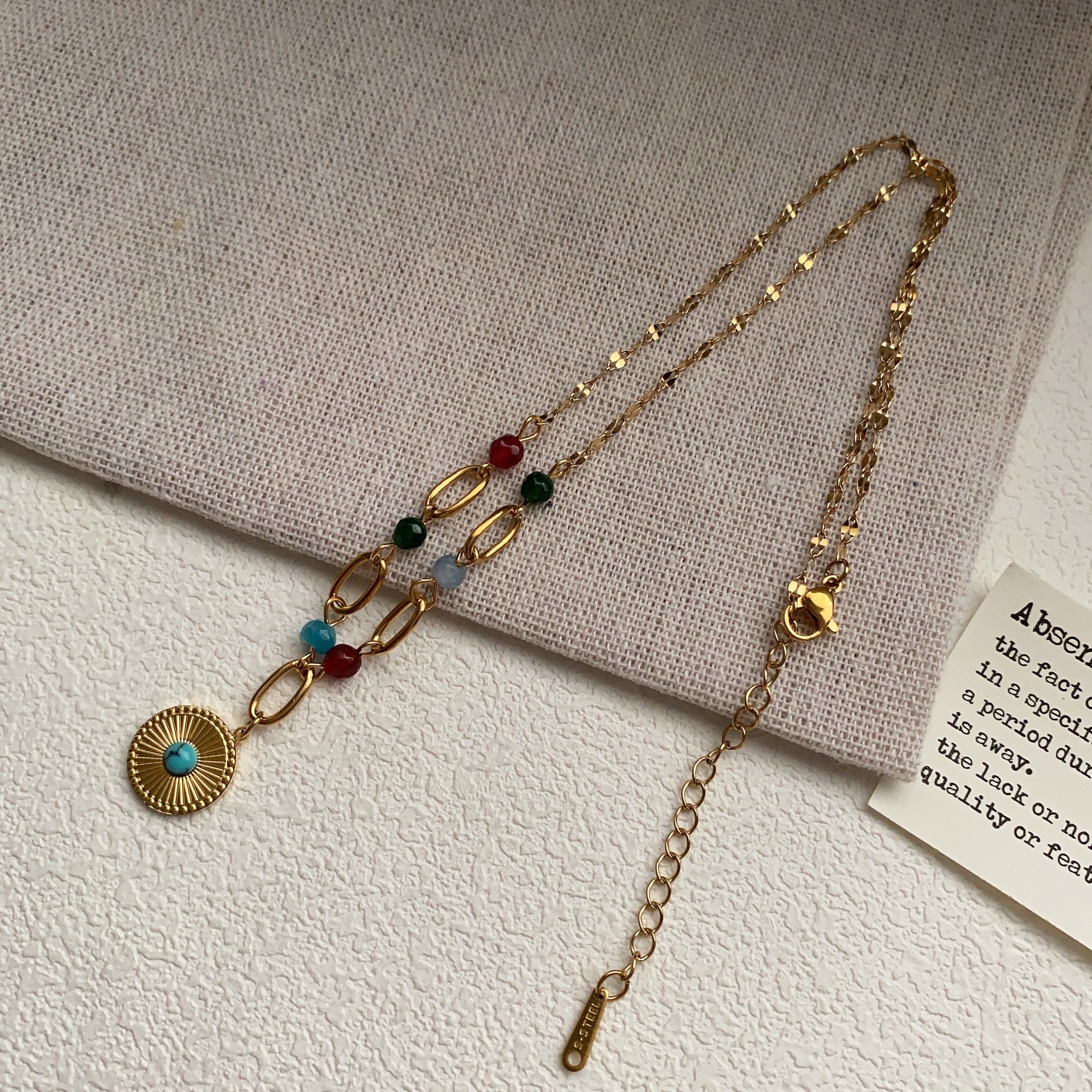 Gold brick titanium steel necklace for women, light luxury, high-end design sense, niche golden collarbone chain, 2025 new trendy sweater chain pic 33