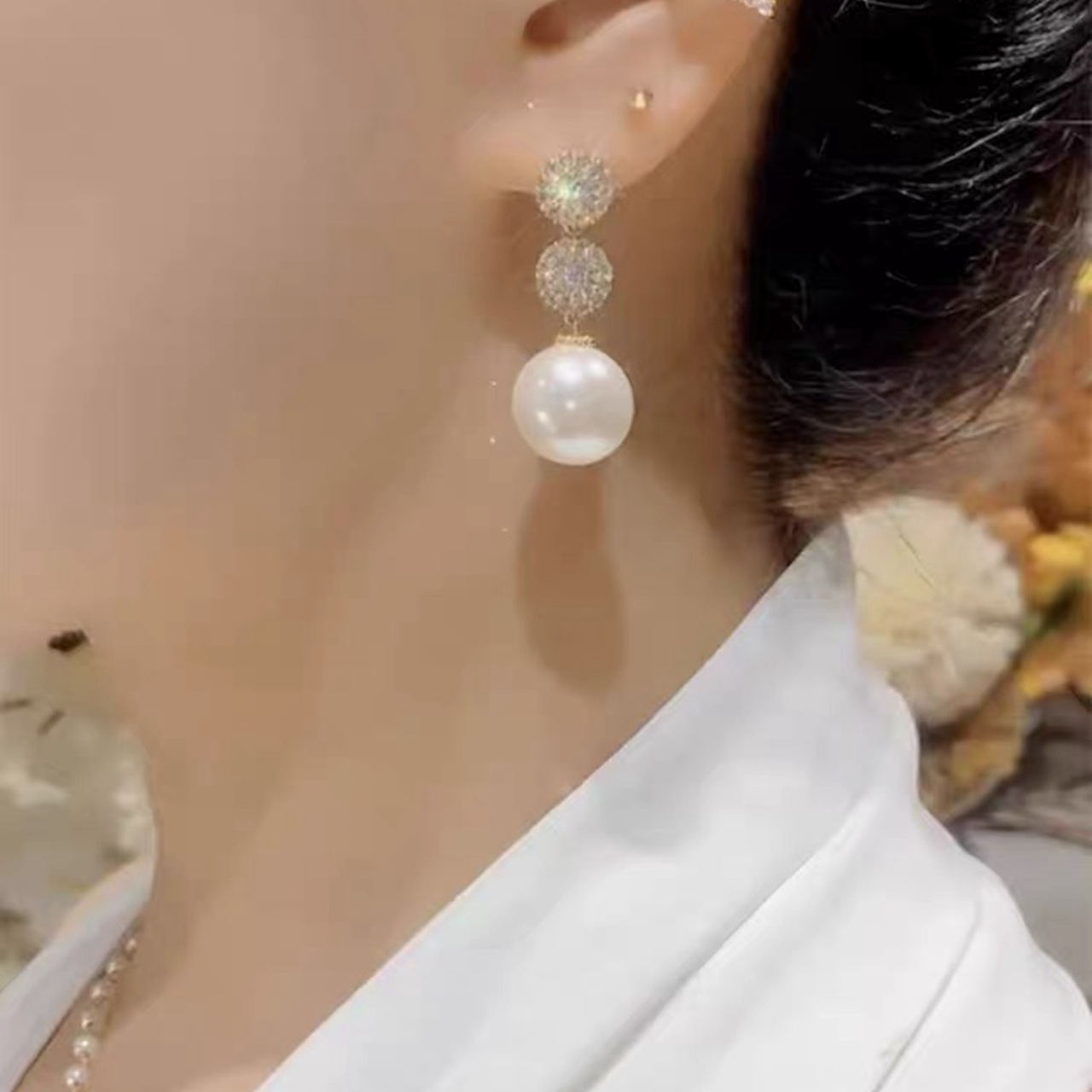 轻奢珍珠耳环女高级感耳坠2024年新款小众设计耳饰洋气纯银针耳钉详情7
