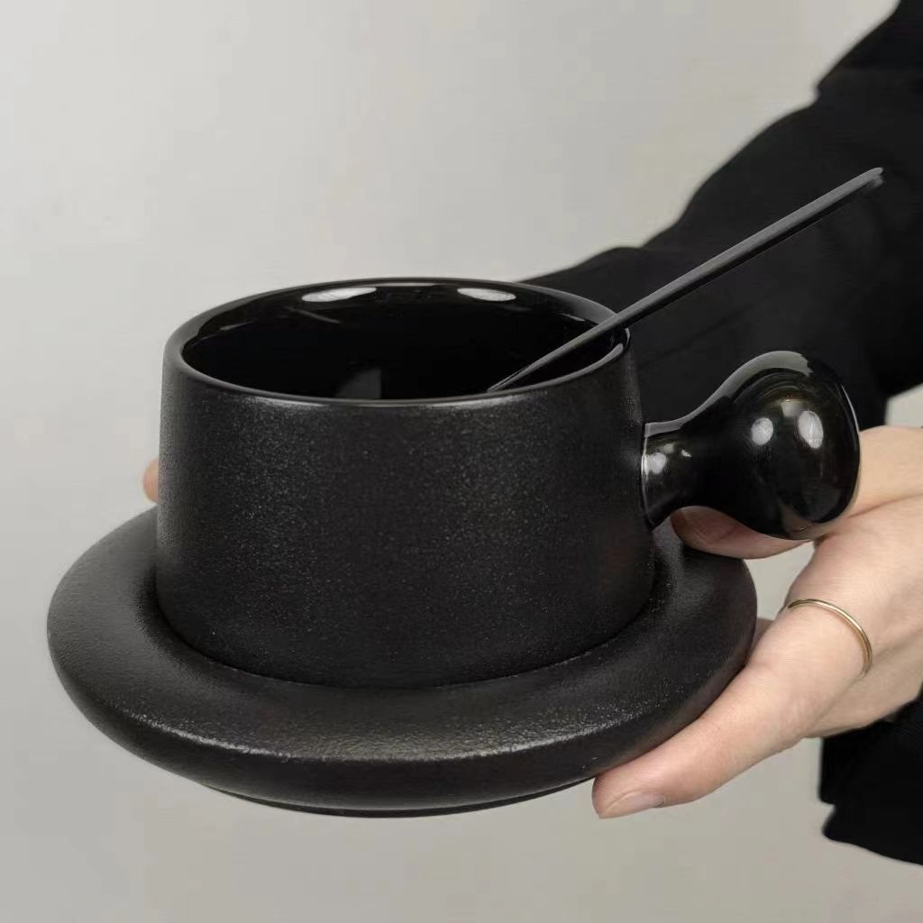 磨砂高级轻奢小众设计高颜值陶瓷马克杯咖啡杯带碟早餐餐厅套装详情5