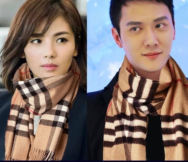 British-style bright red cashmere scarf, selected wool baba checkered warm scarf, thick shawl for men and women, parent-child style pic 8