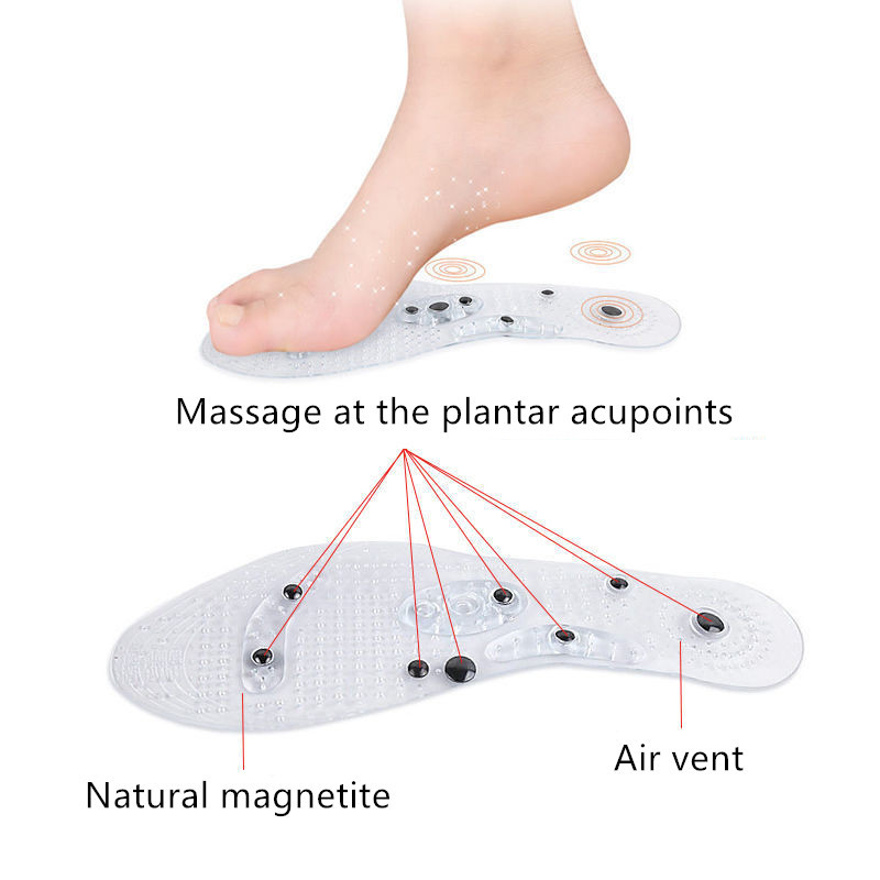 Amazon transparent magnetic therapy insoles with 8 magnetic stones for massage, breathable health care, magnetic iron insoles for men and women, manufacturer pic 8