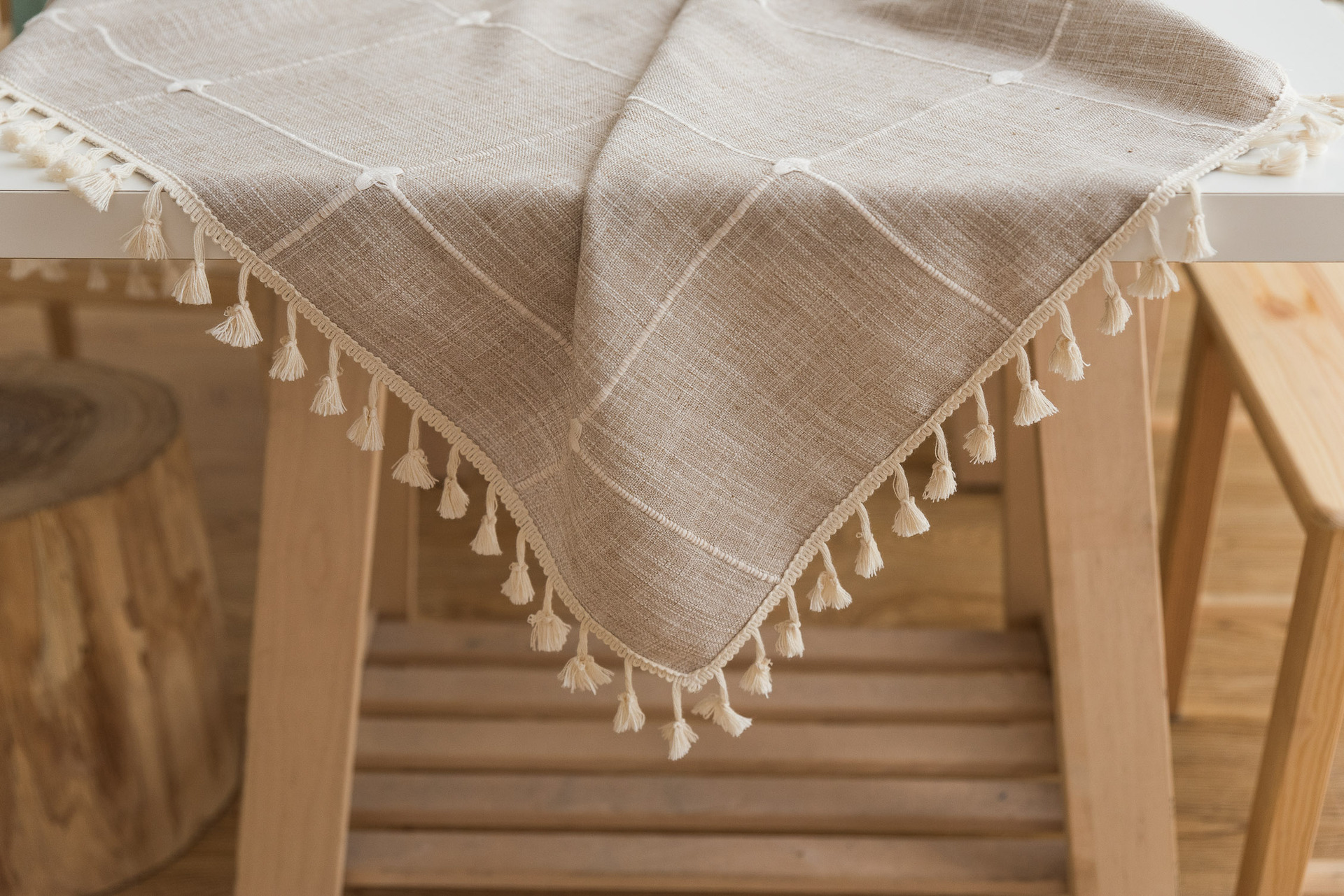 Cross-border Amazon farmhouse antique embroidery party tablecloth, cotton and linen outdoor linen coarse linen waterproof cover tablecloth pic 24