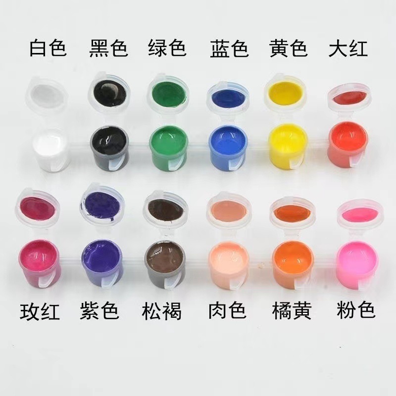12色连体丙烯颜料3ML数字油画填色涂鸦娃娃颜料条多色彩绘颜料详情6
