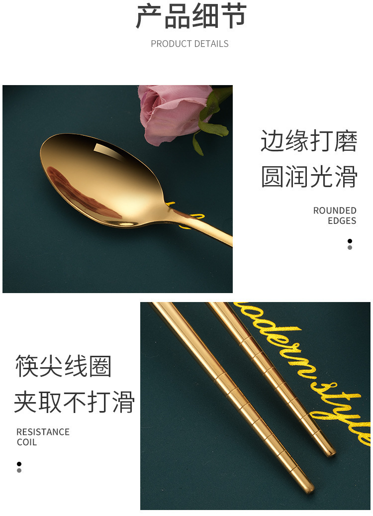 跨境亚马逊不锈钢餐具套装 便携式创意西餐具刀叉勺吸管组合礼品详情13