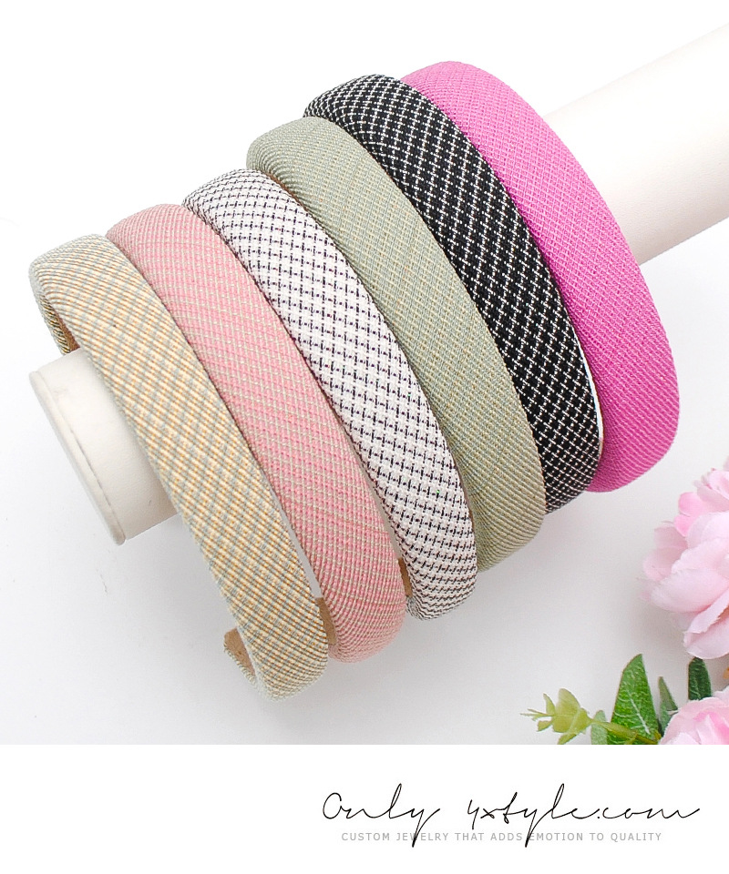 复古法式小香风宽边海绵发箍小方格增高颅顶秋冬外出压发饰头箍女详情11