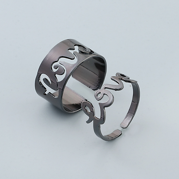 European and American cross-border butterfly heart rings, creative hollowed-out InS-style rings, personalized punk-style couple rings and couple rings pic 8