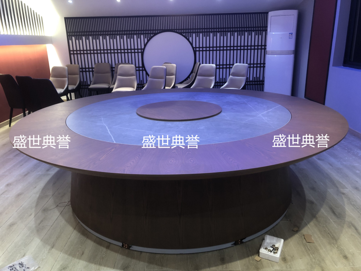 Solid wood electric dining tables and chairs for star-rated hotels in Qingdao, seafood restaurant private rooms, flat-level electric tables with lifting mechanisms pic 10