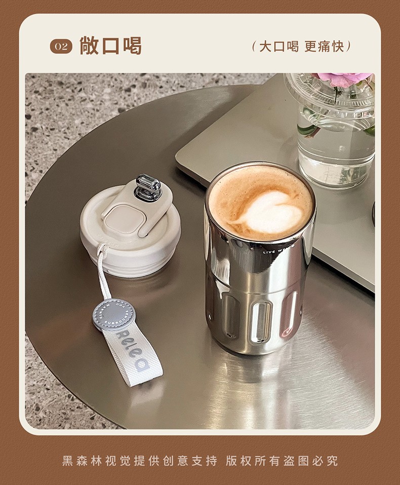 The bio-intelligent coffee insulated cup is a portable stainless steel water cup with a high appearance level for women to travel with. It can keep you cool in summer pic 6