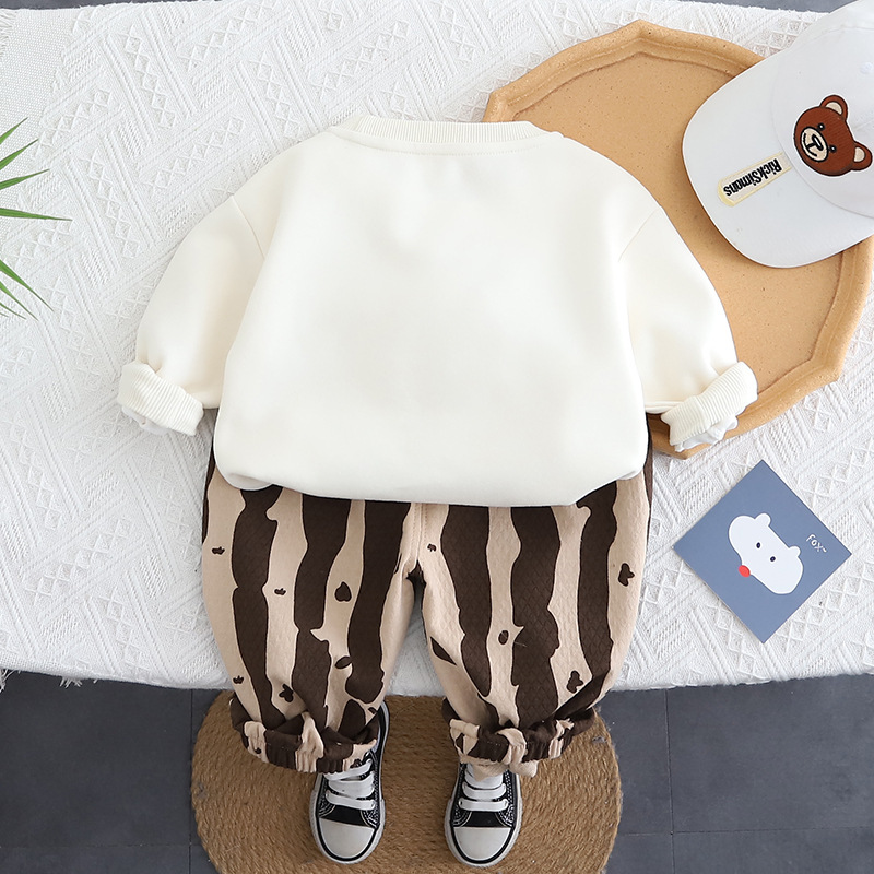 2025年童装春秋款儿童套装韩版休闲眼镜熊动物卫衣长袖两件套洋气详情4