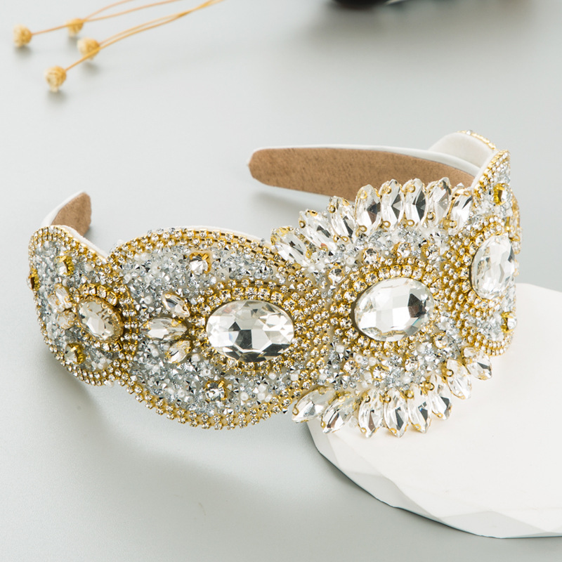 French retro, light luxury, heavy craftsmanship hair bands, high-end feel, rhinestone wide headbands, elegant hair accessories for balls, wholesale and export pic 31