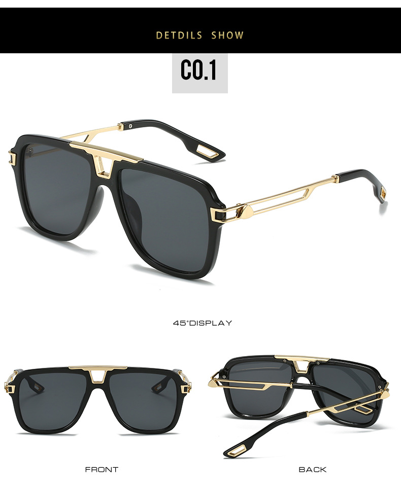 2022 New style European and American sunglasses, artistic square frame crossbeam sunshade, sun protection, perforated metal leg sunglasses for women pic 6