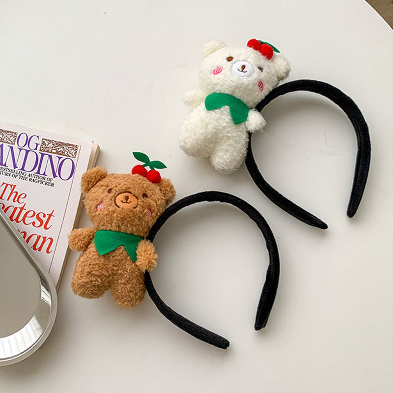 ins Cherry bear hair band, fluffy cartoon doll, face wash makeup headband, girlish heart hair clip, Japanese and Korean hair accessories pic 1