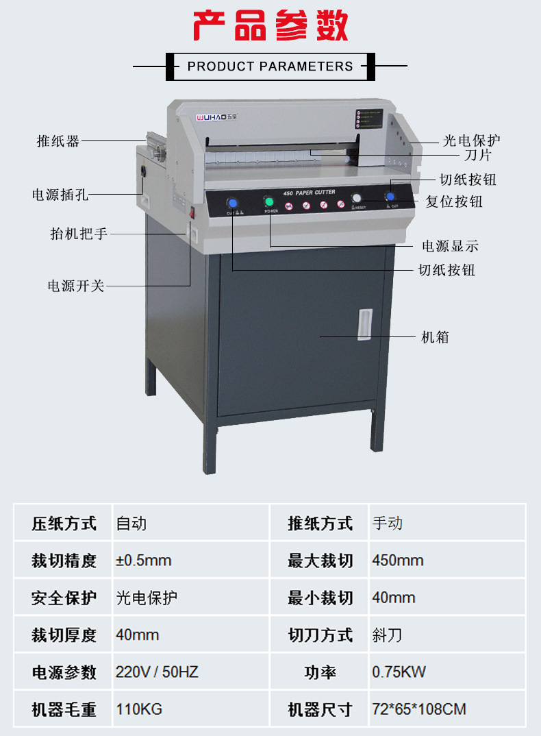 450V+电动切纸机 厚层切纸机 红外定位红外感应切纸机详情3