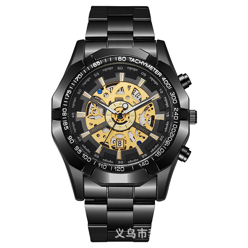 外贸热销希音TEMU男士时尚电镀钨钢休闲全自动仿机械手表批发详情4