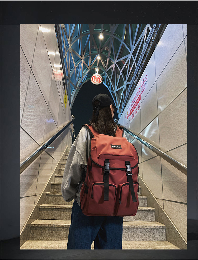 2022新款书包初高中大学生书包工装韩版简约大容量双肩背包详情4