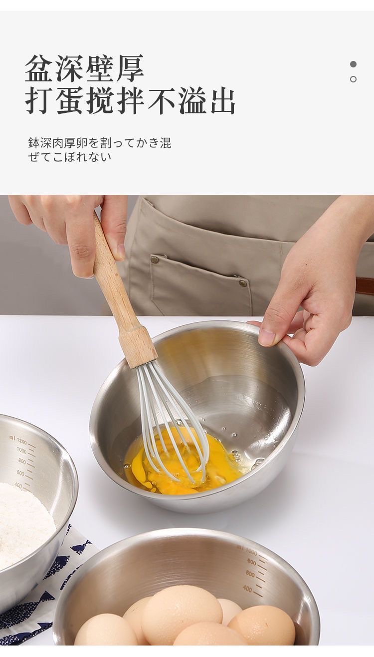 韩式ins风格不锈钢水果沙拉碗带刻度小吃碗菜盆打蛋盆金色拉面碗详情5