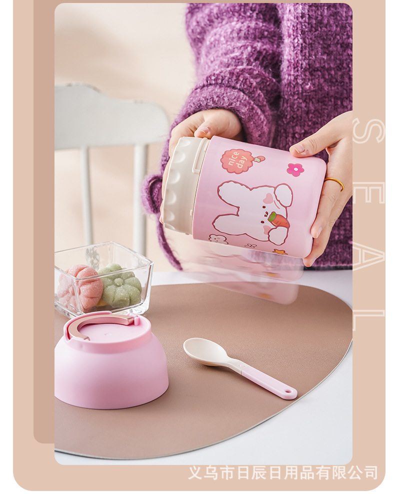 304不锈钢保温早餐杯可爱卡通学生迷你便携手提学生保温饭盒600ML详情6