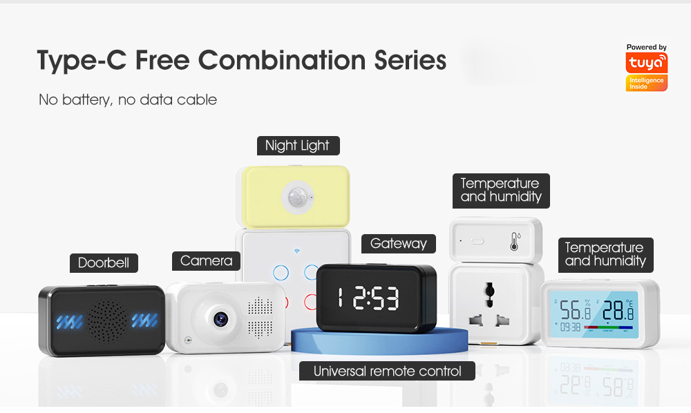 Tuya Smart Home WiFi/zigbee temperature and humidity sensor with time wireless electronic thermometer detection pic 1