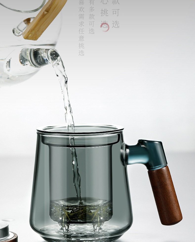 玻璃水杯办公室喝茶杯子男耐热泡茶杯茶水分离过滤花茶杯礼品杯详情8