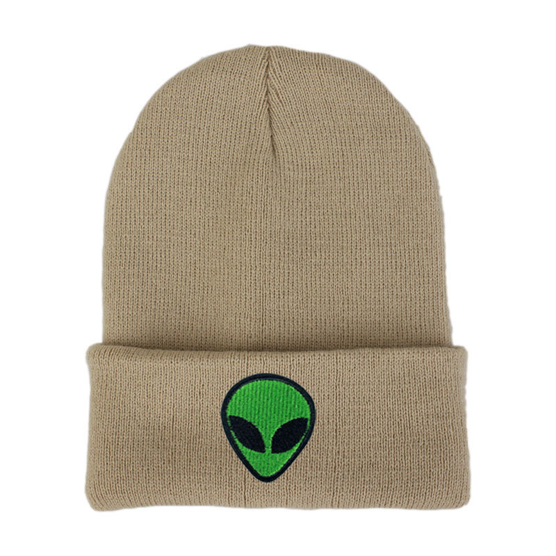 Amazon European-style alien embroidery street knitted hat, autumn and winter outdoor ghost head warm woolen hat pic 9