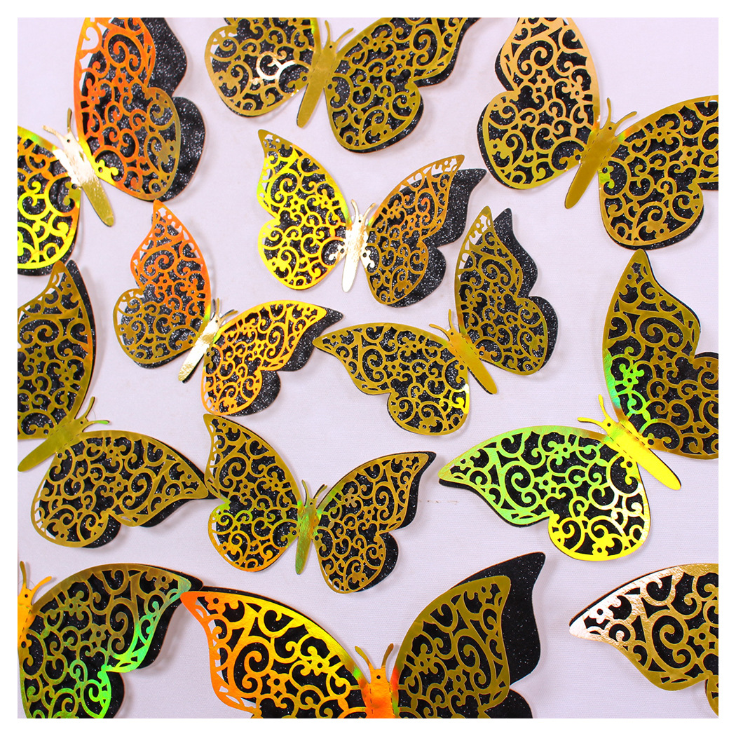 亚马逊12只3D镂空蝴蝶墙贴 圣诞节庆节日布置装饰贴纸 立体蝴蝶详情9