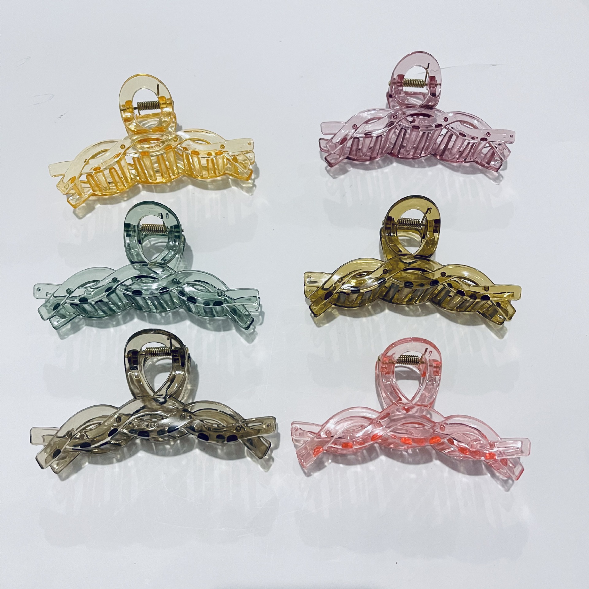 Transparent plastic gripper, fashionable crystal braided hair gripper, hair clip handle, 2-yuan or 1-yuan wholesale Korean style accessories pic 4
