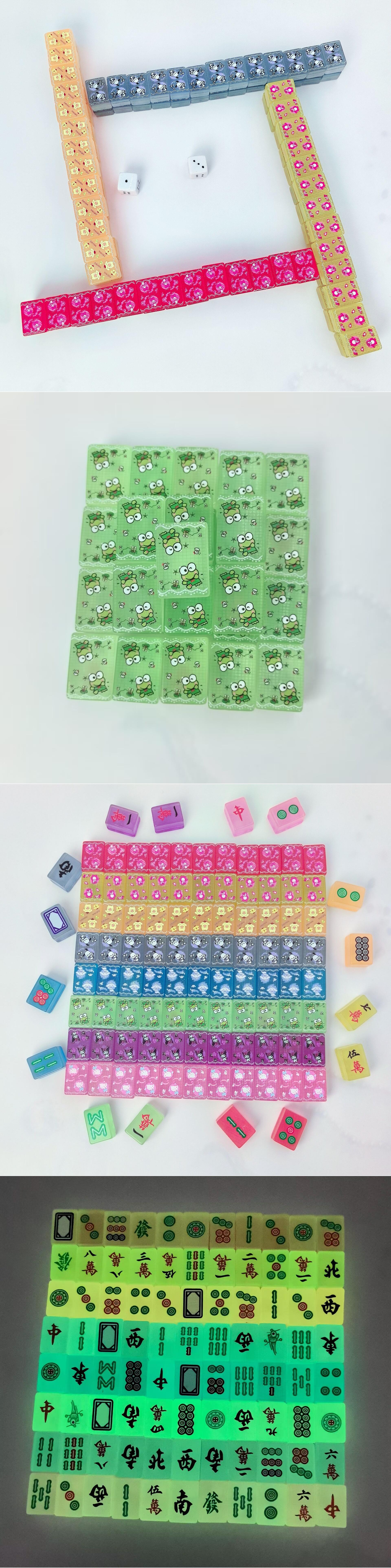 抖音爆款夜光麻将树脂仿真卡通麻将手工diy饰品整副麻将可打麻将详情1