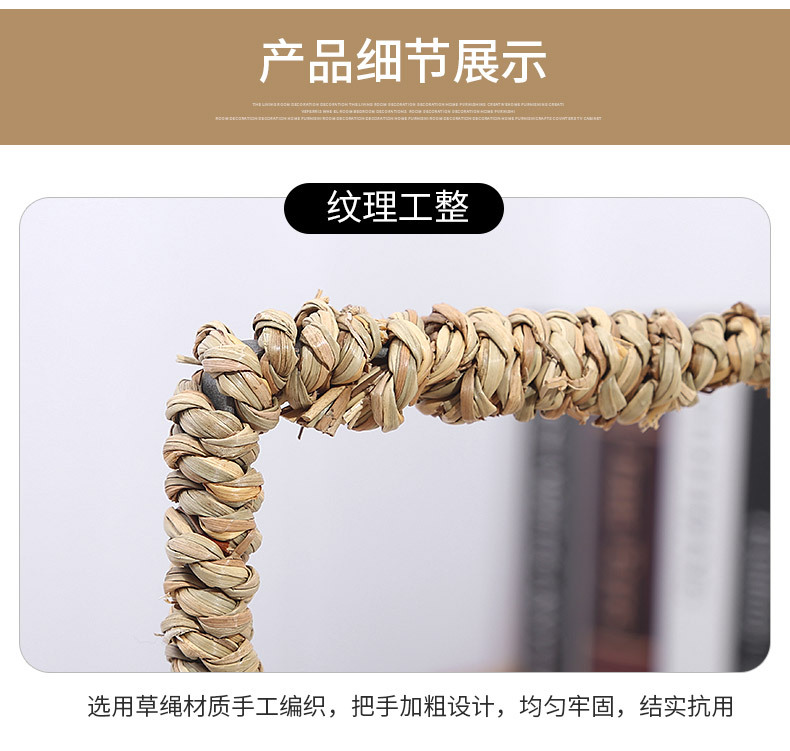 跨境专供货源供应草编花篮 手工编织花篮藤木柳编收纳篮 手提植物详情12