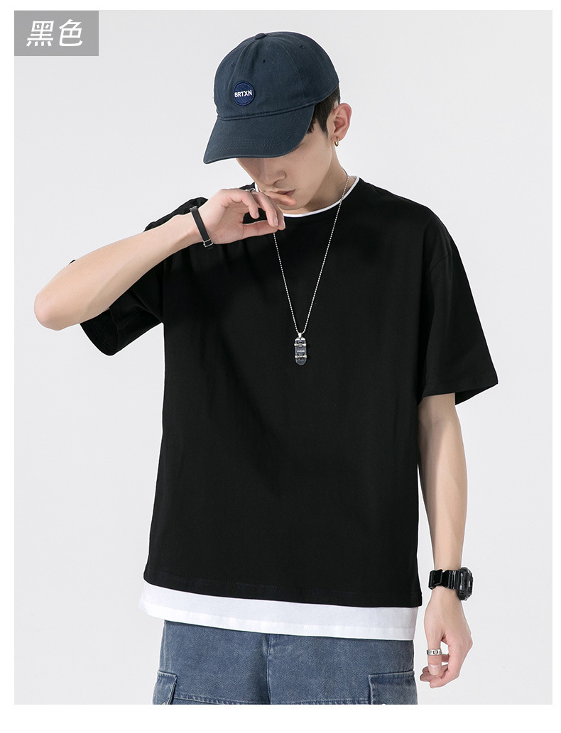 A new summer style American high street round-neck short-sleeved T-shirt for men with loose and simple printed half-sleeved top pic 8