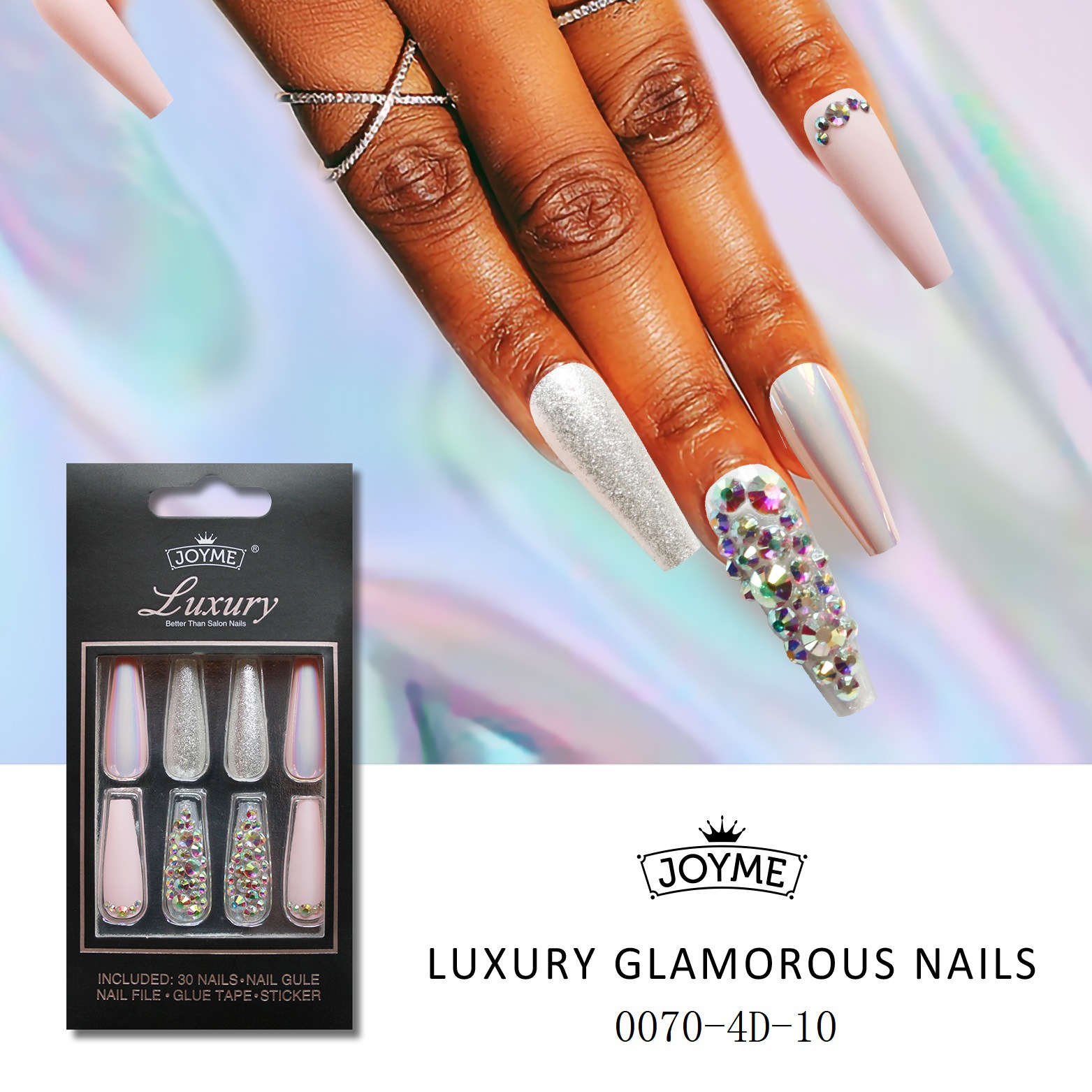 Special offer on 30 pieces of long ballet nail nail patches with diamonds pic 19