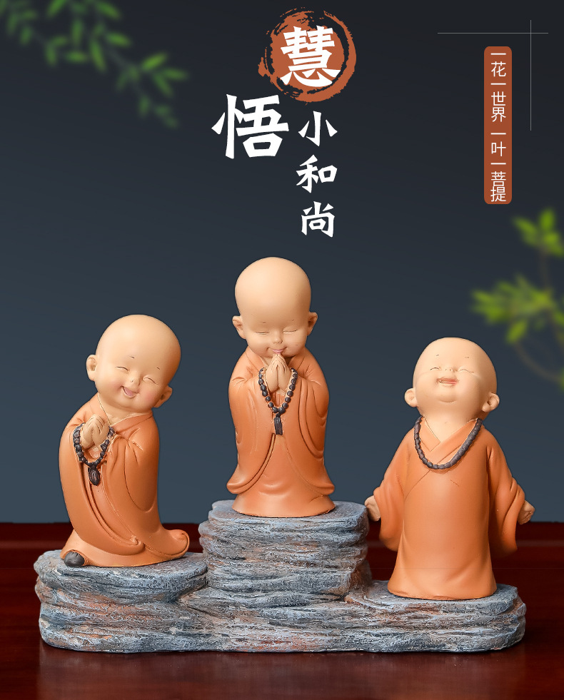 Little Monk decorative items, home creativity, high-end feel, niche resin handicrafts, new office desktop decorations for men pic 10