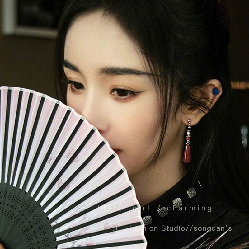 新中式国风扇形耳饰复古旗袍耳夹女无耳洞民族风汉服耳环古风耳坠详情4