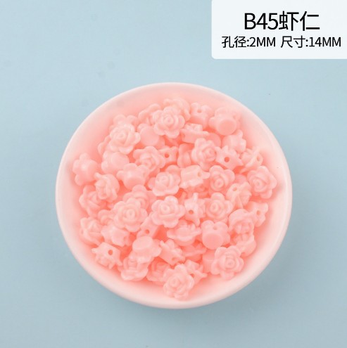 New macaron-colored camellia beads perforated solid rose loose beads diy beading material resin accessories pic 9