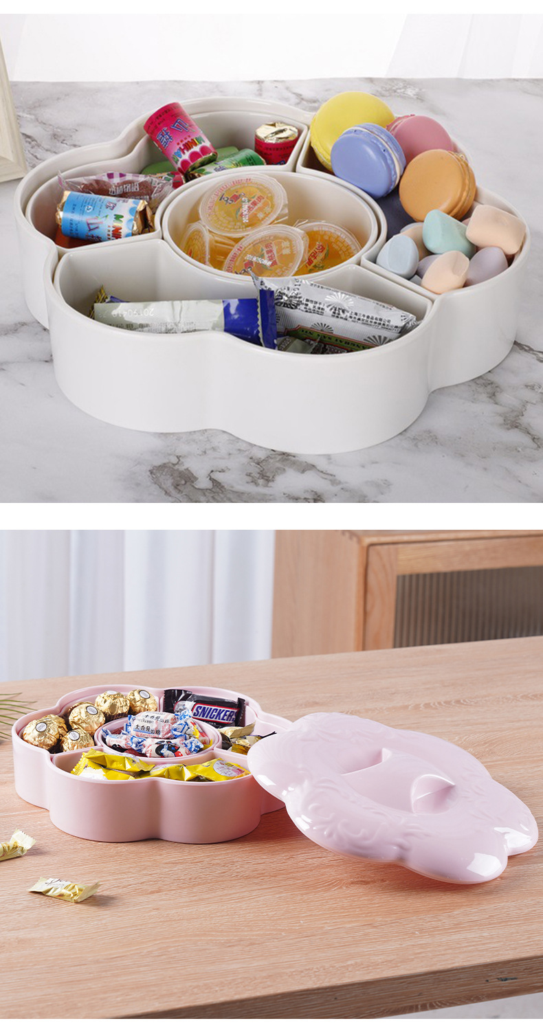 Plum blossom-shaped candy box, creative home dried fruit box, macaron, living room fruit plate, fruit box, snack compartments, candy box pic 24