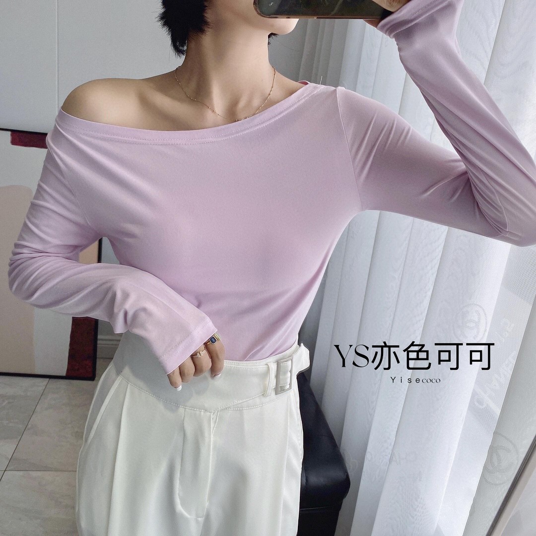 Yise Coco one-neck base layer for Women 2021 Early Autumn New style Japanese sweet and sexy thin long-sleeved top pic 22