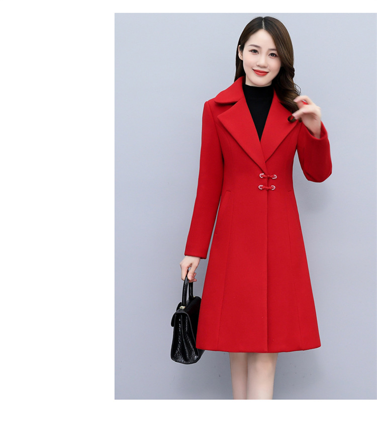 High-end woolen overcoat for women, mid-length, 2021 new autumn and winter Korean style, fashionable and elegant, fitted suit collar jacket pic 22