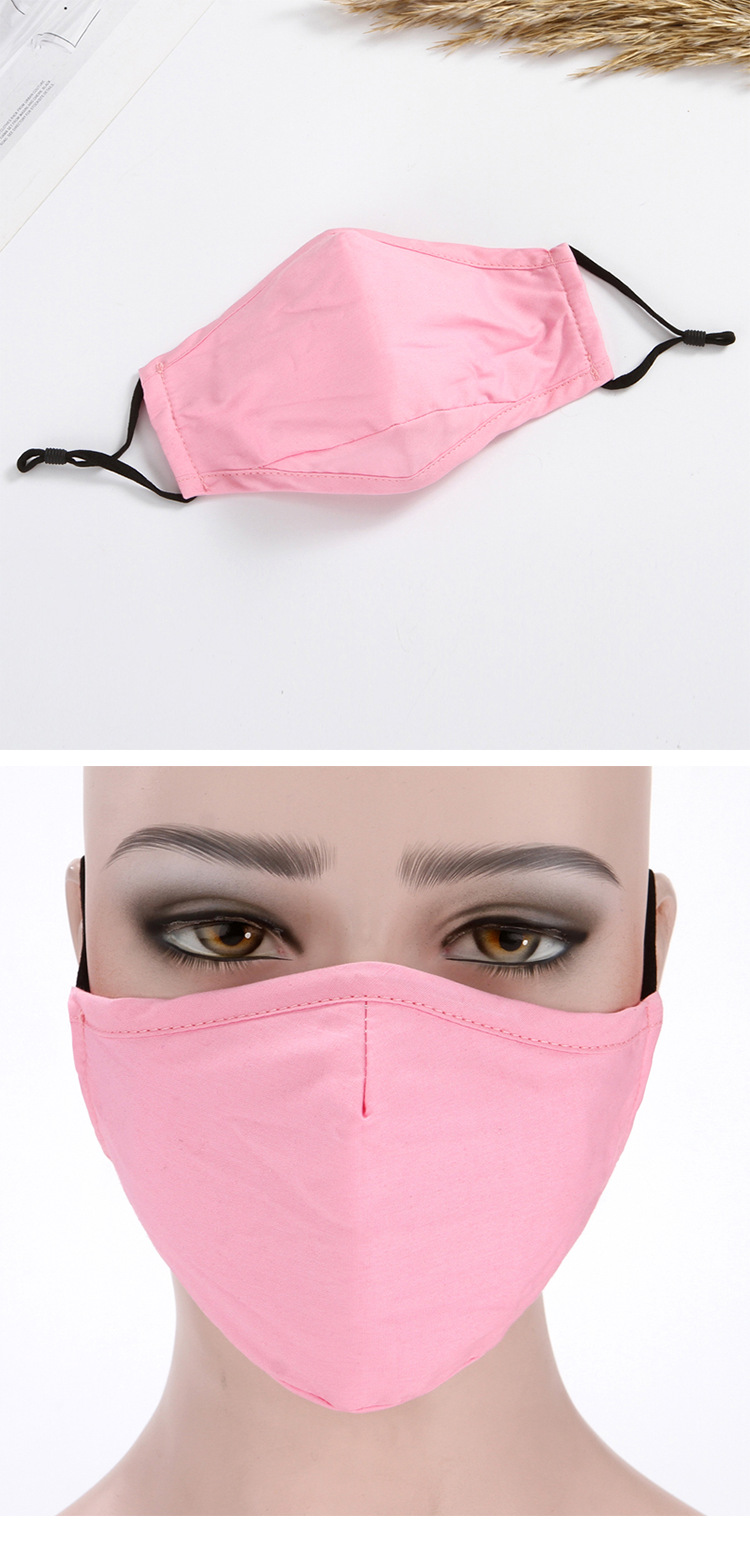 Sun-protective, warm, three-dimensional dust-proof fabric masks, pure cotton masks washed with water, printed black masks, individual packaging wholesale pic 7