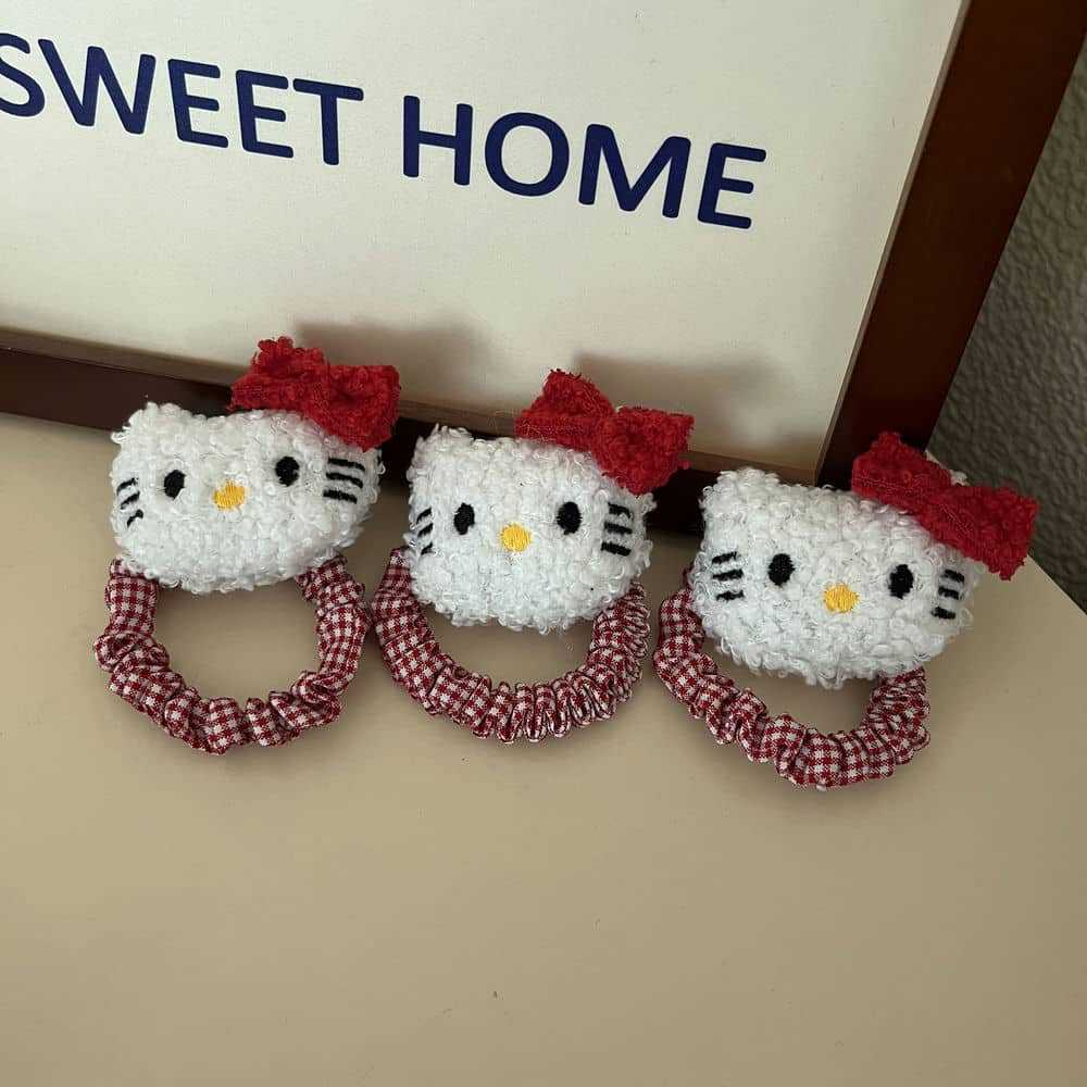 Cute Duffy bear Shirley Rose hair band, red checkered bow, large intestine hair band pic 15